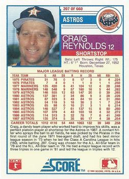 1988 Score #207 Craig Reynolds Back