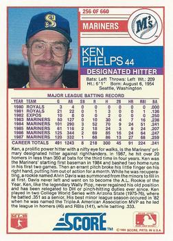 1988 Score #256 Ken Phelps Back