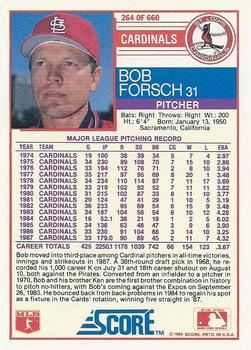 1988 Score #264 Bob Forsch Back