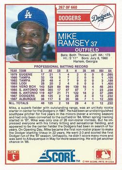 1988 Score #267 Mike Ramsey Back