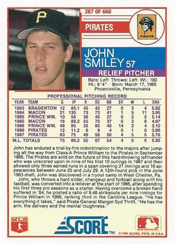 1988 Score #287 John Smiley Back