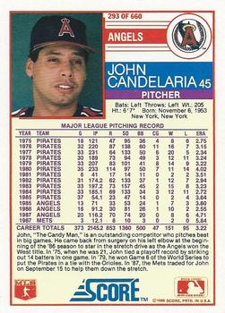 1988 Score #293 John Candelaria Back