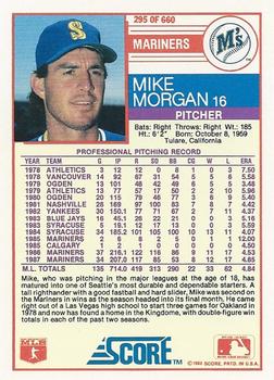 1988 Score #295 Mike Morgan Back
