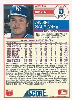 1988 Score #330 Angel Salazar Back