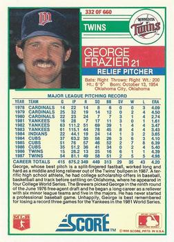 1988 Score #332 George Frazier Back