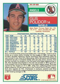 1988 Score #341 Gus Polidor Back