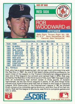 1988 Score #403 Rob Woodward Back
