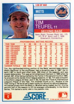 1988 Score #128 Tim Teufel Back