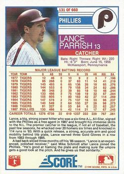 1988 Score #131 Lance Parrish Back