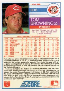 1988 Score #132 Tom Browning Back