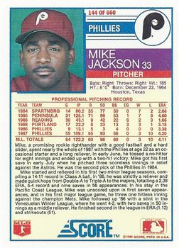 1988 Score #144 Mike Jackson Back