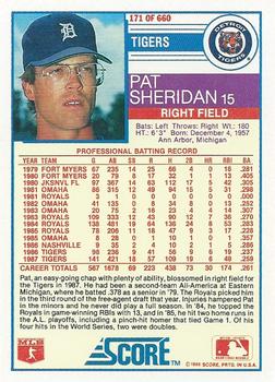 1988 Score #171 Pat Sheridan Back