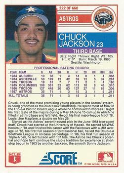 1988 Score #222 Chuck Jackson Back