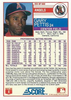 1988 Score #255 Gary Pettis Back
