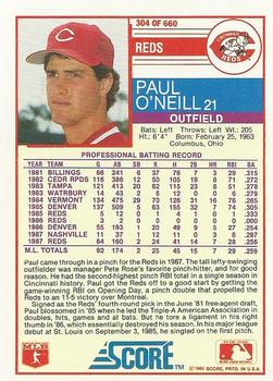 1988 Score #304 Paul O'Neill Back
