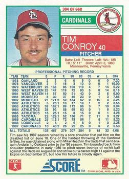 1988 Score #384 Tim Conroy Back