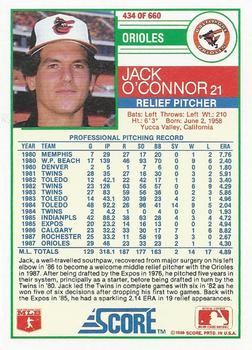 1988 Score #434 Jack O'Connor Back