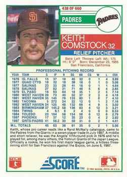 1988 Score #438 Keith Comstock Back