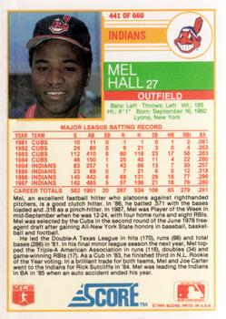 1988 Score #441 Mel Hall Back