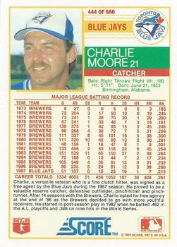 1988 Score #444 Charlie Moore Back