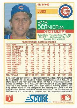 1988 Score #451 Bob Dernier Back