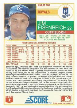 1988 Score #456 Jim Eisenreich Back