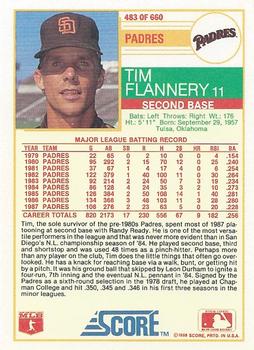 1988 Score #483 Tim Flannery Back