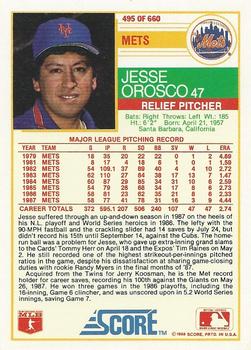 1988 Score #495 Jesse Orosco Back