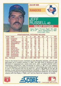 1988 Score #514 Jeff Russell Back