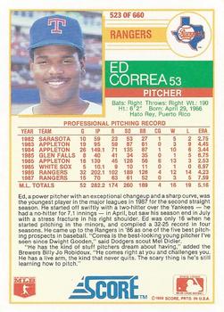 1988 Score #523 Ed Correa Back