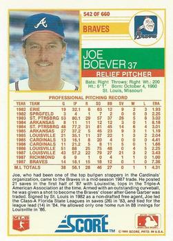1988 Score #542 Joe Boever Back