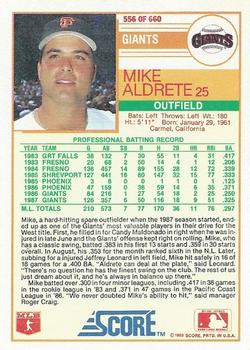 1988 Score #556 Mike Aldrete Back