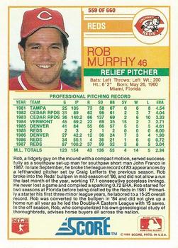 1988 Score #559 Rob Murphy Back