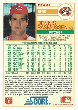 1988 Score #560 Dennis Rasmussen Back