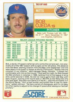 1988 Score #563 Bob Ojeda Back
