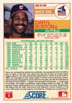 1988 Score #582 Daryl Boston Back