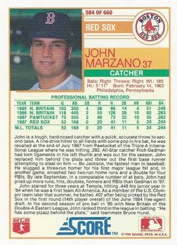 1988 Score #584 John Marzano Back