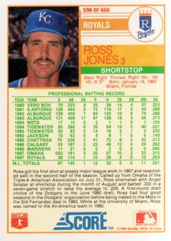 1988 Score #598 Ross Jones Back