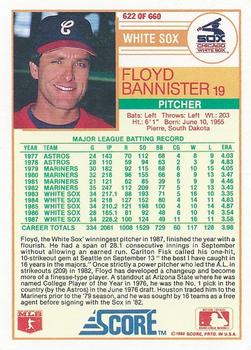 1988 Score #622 Floyd Bannister Back