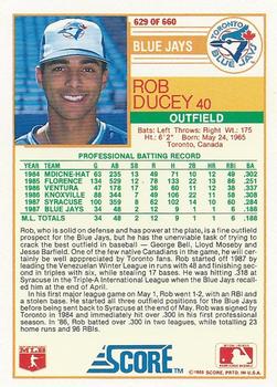 1988 Score #629 Rob Ducey Back