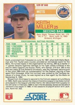 1988 Score #639 Keith Miller Back