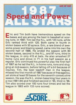 1988 Score #649 Eric Davis / Tim Raines Back