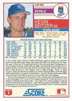 1988 Score #6 Kevin Seitzer Back
