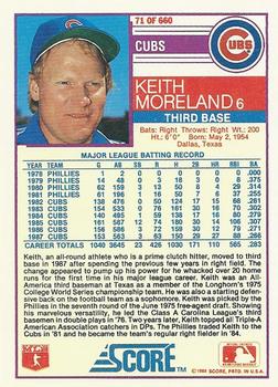1988 Score #71 Keith Moreland Back
