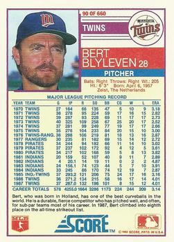 1988 Score #90 Bert Blyleven Back