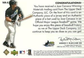 2000 SPx - Winning Materials #WM-JC Jose Canseco Back