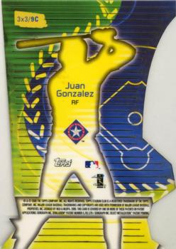 2000 Stadium Club - 3 X 3 Luminous #9C Juan Gonzalez Back