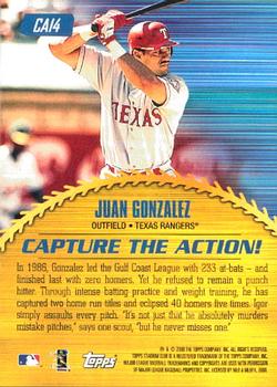 2000 Stadium Club - Capture the Action #CA14 Juan Gonzalez Back