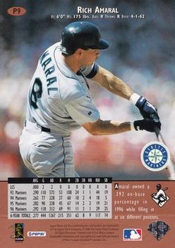 1997 Upper Deck Seattle Mariners Stadium Giveaway #P9 Rich Amaral Back