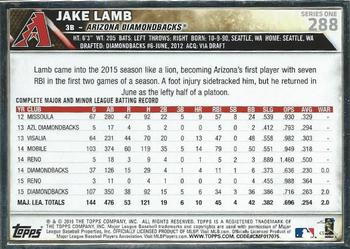 2016 Topps - Framed #288 Jake Lamb Back